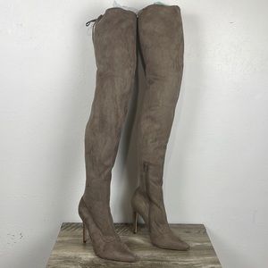 Thigh high zippered stiletto boots NWOT